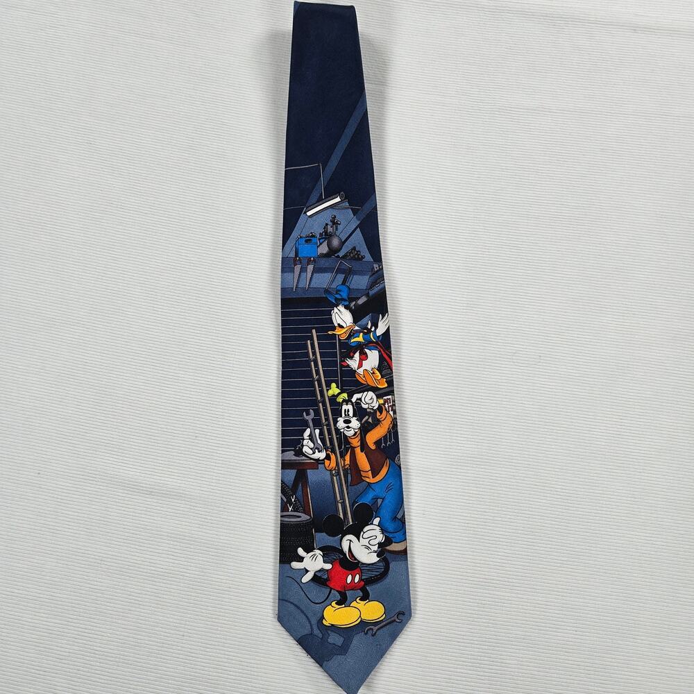Vintage Mickey Unlimited Mickey Mouse Donald Duck Goofy Mechanic Neck‎ Tie